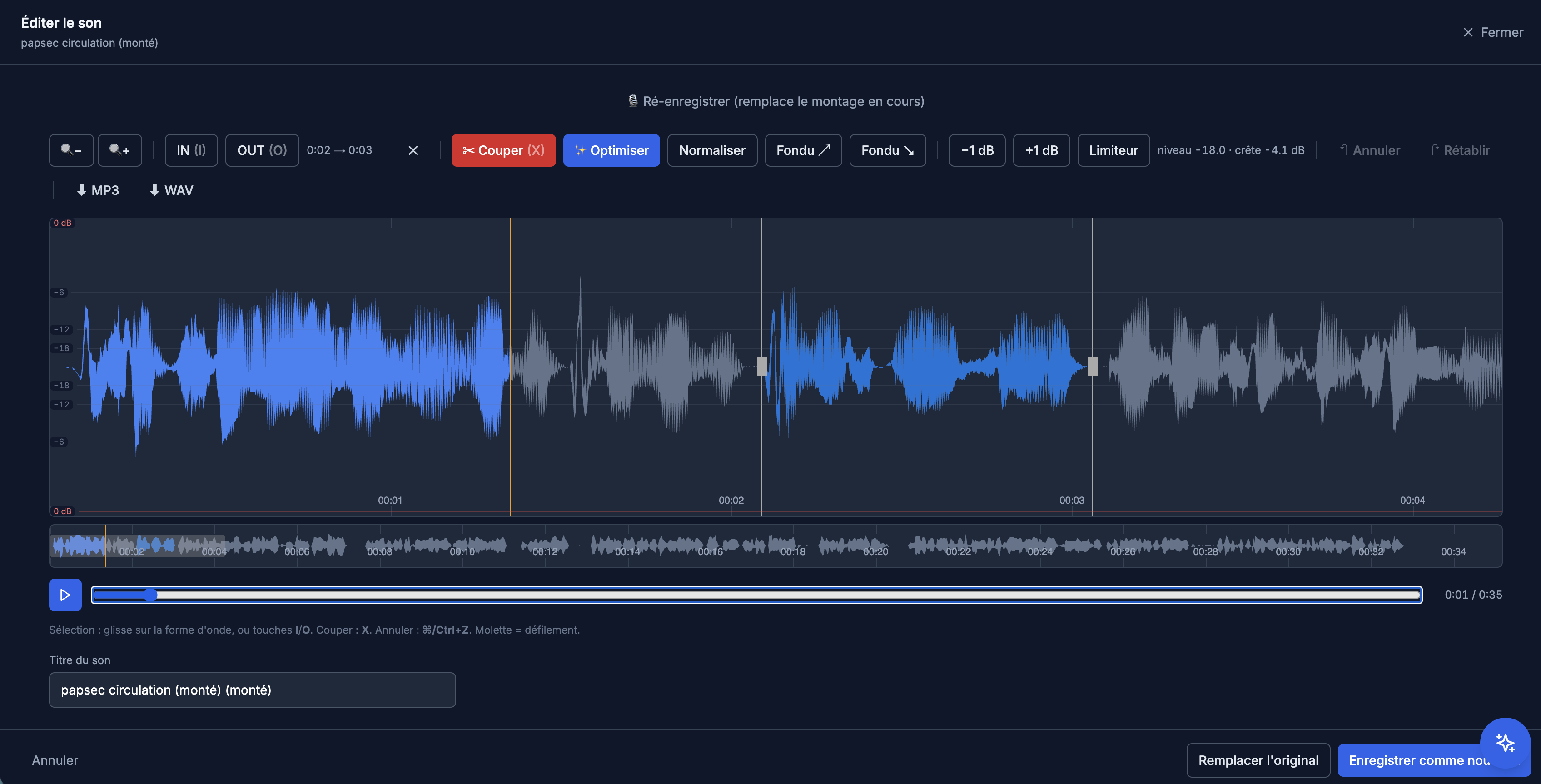 Éditeur audio de RedacNews — montage, optimisation et export